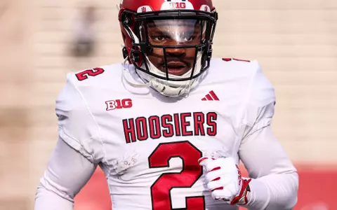 BLOOMINGTON, IN - March 26, 2024 - linebacker Jailin Walker #2 of the Indiana Hoosiers during practice at Memorial Stadium in Bloomington, IN. Photo By Andrew Mascharka/Indiana Athletics