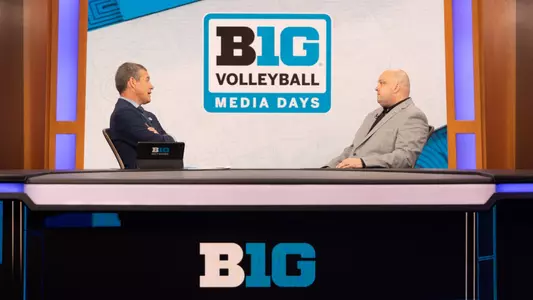 CHIGACO, IL - August 01, 2023 - Indiana Hoosiers Head Coach Steve Aird during Big10 Volleyball Media Day in Chicago, IL. Photo By Sammy Nance/Indiana Athletics