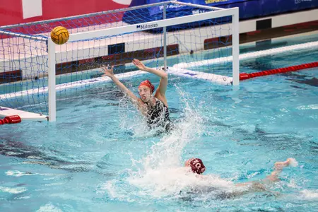 BLOOMINGTON, IN - April 27, 2024 - goalkeeper Audrey Cox #1 of the Indiana Hoosiers during the match between the San Jose State and the Indiana Hoosiers at Counsilman-Billingsley Aquatics Center in Bloomington, IN. Photo By Andrew Mascharka/Indiana Athletics