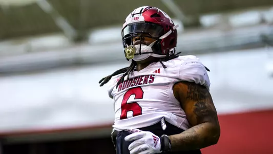 BLOOMINGTON, IN - April 04, 2024 - defensive lineman Mikail Kamara #6 of the Indiana Hoosiers during Spring Ball 7 at Memorial Stadium in Bloomington, IN. Photo By Andrew Mascharka/Indiana Athletics