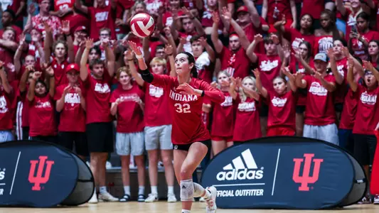 BLOOMINGTON, IN - September 20, 2023 - libero Ramsey Gary #32 of the Indiana Hoosiers during the game between the Illinois Fighting Illini and the Indiana Hoosiers at Wilkinson Hall in Bloomington, IN. Photo By Pearson Georges/Indiana Athletics