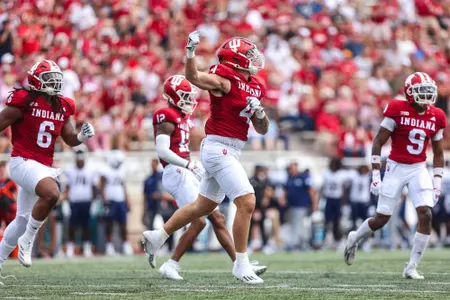 BLOOMINGTON, IN - August 31, 2024 - Aiden Fisher during the game between the FIU Panthers and the Indiana Hoosiers at Memorial Stadium in Bloomington, IN. Photo By Indiana Athletics
