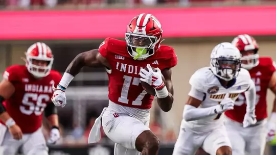 BLOOMINGTON, IN - September 06, 2024 - running back Ty Son Lawton #17 of the Indiana Hoosiers during the game between the Western Illinois Leathernecks and the Indiana Hoosiers at Memorial Stadium in Bloomington, Indiana. Photo By Trent Barnhart/Indiana Athletics