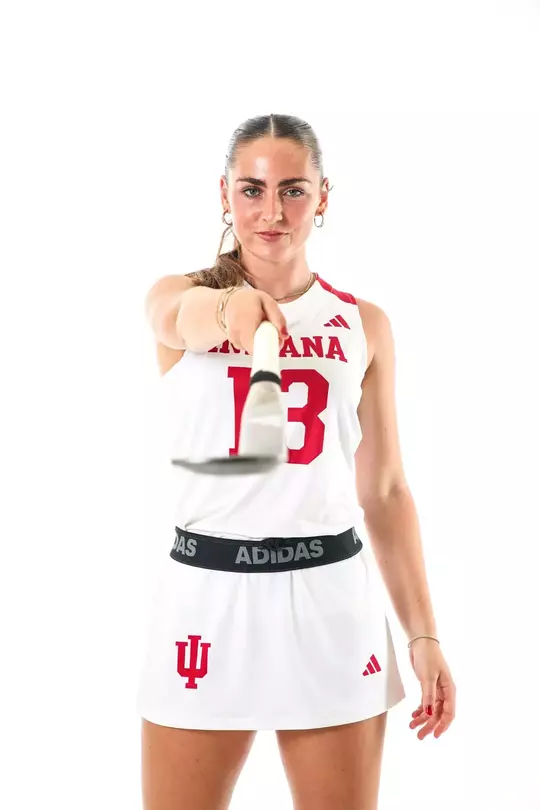 BLOOMINGTON, IN - August 2, 2024 - defender Even Nicholls #13 of the Indiana Hoosiers during Field Hockey Media Day at Simon Skjodt Assembly Hall in Bloomington, IN. Photo By Maddi Sponsel/Indiana Athletics
