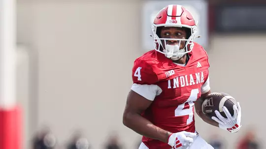 BLOOMINGTON, IN - August 31, 2024 - wide receiver Myles Price #4 of the Indiana Hoosiers during the game between the FIU Panthers and the Indiana Hoosiers at Memorial Stadium in Bloomington, Indiana. Photo By Levi Jones/Indiana Athletics