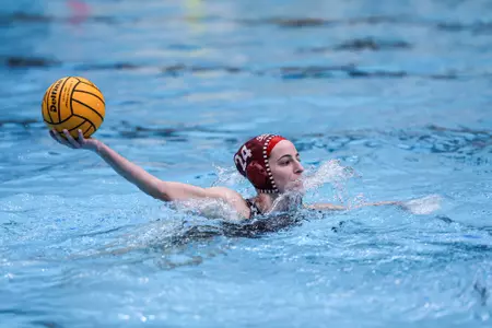 BLOOMINGTON, IN - January 25, 2025 - attacker Grace Klingler #24 of the Indiana Hoosiers during the match between the California State University Northridge Matadors and the Indiana Hoosiers at Counsilman-Billingsley Aquatics Center in Bloomington, IN. Photo By Dani Meersman/Indiana Athletics