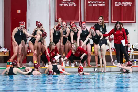 BLOOMINGTON, IN - January 26, 2025 - the Indiana Hoosiers Water Polo team during the game between the University of California, Santa Barbara Gauchos and the Indiana Hoosiers at the Student Recreational Sports Center in Bloomington, IN. Photo By Grace Urbanski/Indiana Athletics
