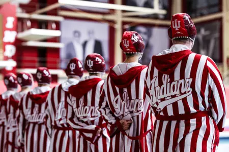 BLOOMINGTON, IN - January 26, 2025 - goalkeeper Jasmie Higgs #1 of the Indiana Hoosiers during the game between the University of California, Santa Barbara Gauchos and the Indiana Hoosiers at the Student Recreational Sports Center in Bloomington, IN. Photo By Grace Urbanski/Indiana Athletics