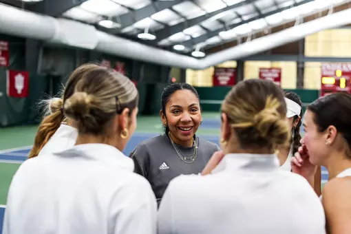 BLOOMINGTON, IN - January 26, 2025 - Head coach Gabrielle Moore of the Indiana Hoosiers during the match between the Southern Indiana Flying Eagles and the Indiana Hoosiers at Indiana Tennis Center in Bloomington, IN. Photo By Grace Urbanski/Indiana Athletics
