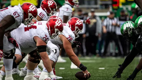 EUGENE, OR - October 11, 2025 - offensive lineman Patrick "Pat" Coogan #78 of the Indiana Hoosiers during the game between the Oregon Ducks and the Indiana Hoosiers at Autzen Stadium in Eugene, OR. Photo By Dani Meersman/Indiana Athletics