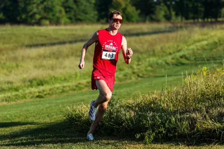 BLOOMINGTON, IN - August 29, 2025 - Brayden Henkle of the Indiana Hoosiers during the Sam Bell Invitational at IU Championship Cross County Course in Bloomington, IN. Photo By \202#2\