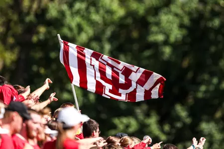 BLOOMINGTON, IN - September 28, 2025 - a flag during the game between the Oregon Ducks and the Indiana Hoosiers at Bill Armstrong Stadium in Bloomington, IN. Photo By Benjamin Harper/Indiana Athletics