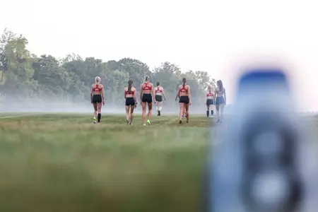 BLOOMINGTON, IN - September 18, 2025 - The Indiana Hoosiers Cross Country Team during practice at IU Championship Cross County Course in Bloomington, IN. Photo By Spencer Meyer/Indiana Athletics