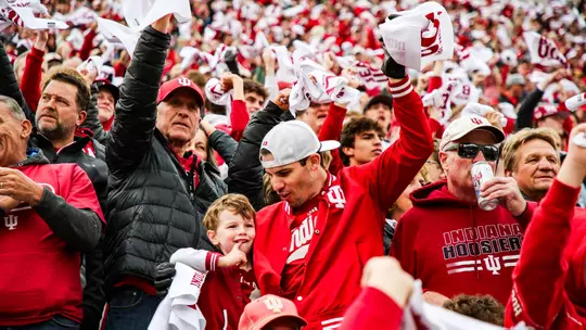 BLOOMINGTON, IN - October 25, 2025 - Fans before the game between the UCLA Bruins and the Indiana Hoosiers at Merchants Bank Field at Memorial Stadium in Bloomington, IN. Photo By Easton Zelinsky / Indiana Athletics