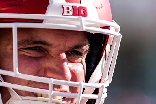 BLOOMINGTON, IN - September 12, 2025 - offensive lineman Patrick "Pat" Coogan #78 of the Indiana Hoosiers during the game between the Indiana State Sycamore’s and the Indiana Hoosiers at Merchants Bank Field at Memorial Stadium in Bloomington, IN. Photo By Peter Davis/Indiana Athletics