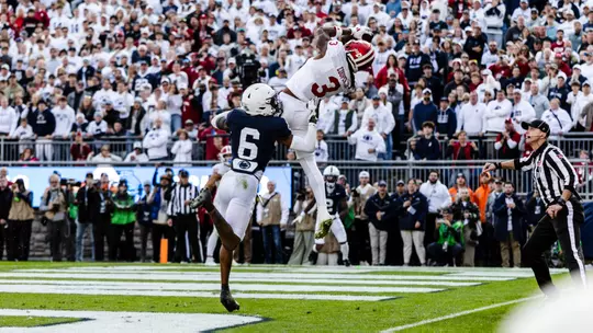 STATE COLLEGE, PA - November 08, 2025 - wide receiver Omar Cooper Jr. #3 of the Indiana Hoosiers during the game between the Penn State Nittany Lions and the Indiana Hoosiers at West Shore Home Field at Beaver Stadium in State College, PA. Photo By Luke Miller/Indiana Athletics
