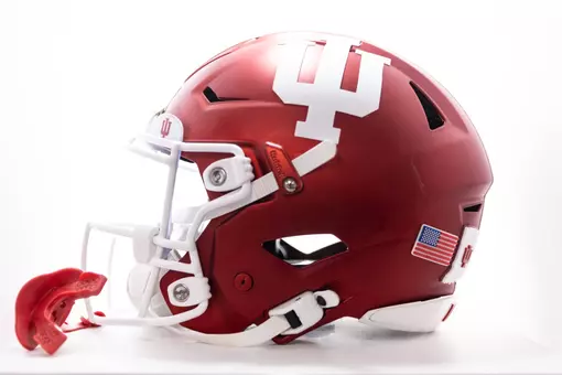 BLOOMINGTON, IN - September 20, 2025 - helmet before the game between the Illinois Fighting Illini and the Indiana Hoosiers at Merchants Bank Field at Memorial Stadium in Bloomington, IN. Photo By Dani Meersman/Indiana Athletics