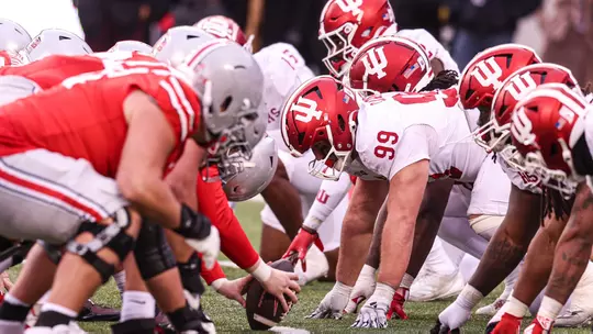 COLUMBUS, OH - November 23, 2024 - defensive lineman James Carpenter #99 of the Indiana Hoosiers during the game between the Ohio State Buckeyes and the Indiana Hoosiers at Ohio Stadium in Columbus, Ohio. Photo By Dani Meersman/Indiana Athletics