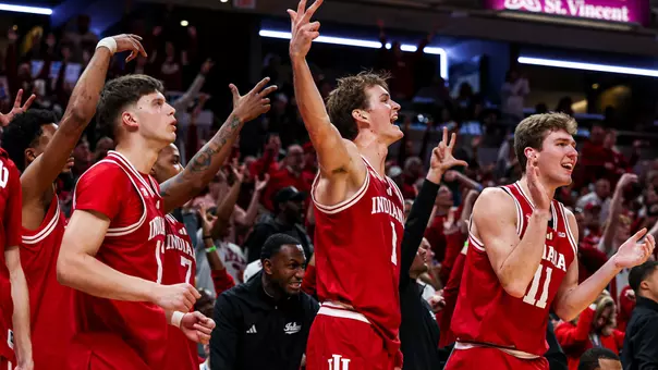 IUBB bench celebration vs. Louisville