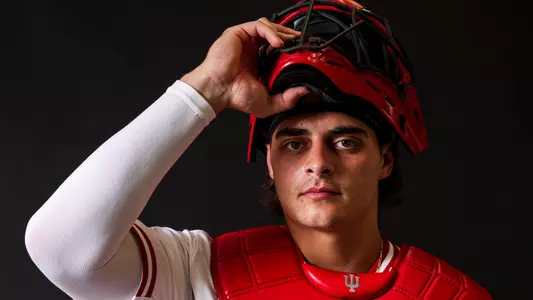 BLOOMINGTON, IN - November 18, 2024 - catcher Jake Stadler #9 of the Indiana Hoosiers during Media Day in Assembly Hall in Bloomington, IN. Photo By Dani Meersman/Indiana Athletics