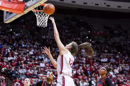 BLOOMINGTON, IN - February 27, 2025 - guard Yarden Garzon #12 of the Indiana Hoosiers during the game between the Maryland Terrapins and the Indiana Hoosiers at Simon Skjodt Assembly Hall in Bloomington, IN. Photo By Indiana Athletics