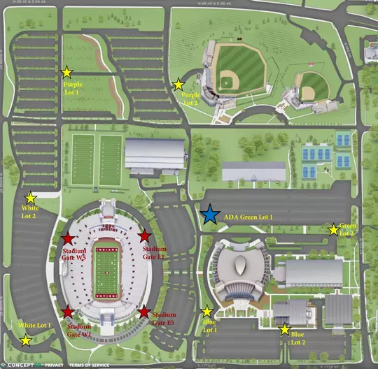 2025 Football ADA shuttle map