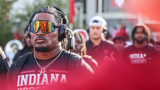 BLOOMINGTON, IN - September 21, 2024 - running back Kaelon Black #8 of the Indiana Hoosiers during the game between the Charlotte 49ers and the Indiana Hoosiers at Memorial Stadium in Bloomington, Indiana. Photo By Kate Petersen/Indiana Athletics