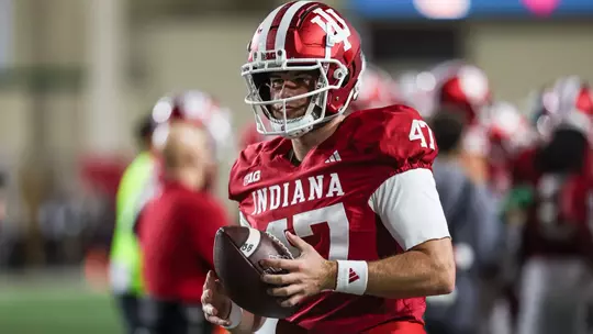 BLOOMINGTON, IN - November 9, 2024 - long snapper Mark Langston #46 of the Indiana Hoosiers during the game between the Michigan Wolverines and the Indiana Hoosiers at Memorial Stadium in Bloomington, Indiana. Photo By Dani Meersman/Indiana Athletics