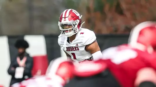 BLOOMINGTON, IN - March 29, 2025 - defensive back Amare Ferrell #1 of the Indiana Hoosiers during practice at Memorial Stadium in Bloomington, IN. Photo By Dani Meersman/Indiana Athletics