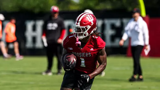 BLOOMINGTON, IN - July 30, 2025 - running back Roman Hemby #1 of the Indiana Hoosiers during Fall Camp at Memorial Stadium in Bloomington, IN. Photo By Dani Meersman/Indiana Athletics