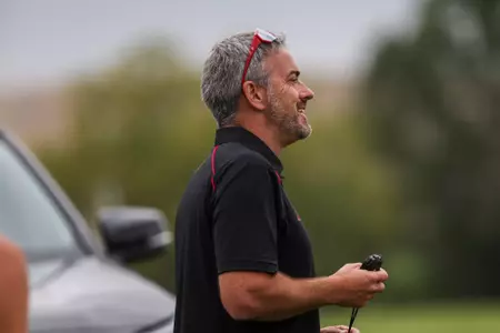 BLOOMINGTON, IN - September 7, 2023- Coach Eric Heins during practice at IU Cross Country Course in Bloomington, IN. Photo By Grace Waggoner/IU Athletics