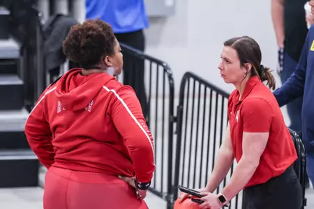 BLOOMINGTON, IN - January 25, 2025 - Makayla Hunter and Megan Tomei during the Cross Roads of America Invitation at Fall Creek Pavilion in Indianapolis, IN. Photo By Luke Miller/Indiana Athletics