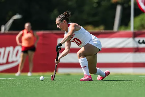 BLOOMINGTON, IN - September 14, 2025 - Midfieler/Forward Anna Mozeleski #10 of the Indiana Hoosiers during the game between the Saint Francis Red Flash and the Indiana Hoosiers at Deborah Tobias Field in Bloomington, IN. Photo By Benjamin Harper/Indiana Athletics