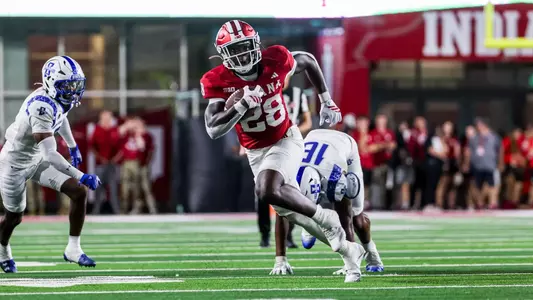 BLOOMINGTON, IN - September 12, 2025 - running back Khobie Martin #28 of the Indiana Hoosiers during the game between the Indiana State Sycamores and the Indiana Hoosiers at Merchants Bank Field at Memorial Stadium in Bloomington, IN. Photo By Dani Meersman/Indiana Athletics