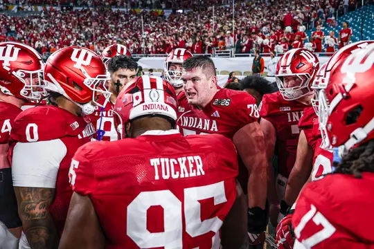 MIAMI GARDENS - January 19, 2026 - offensive lineman Patrick "Pat" Coogan #78 of the Indiana Hoosiers during the National Championship Game between the Miami Hurricanes and the Indiana Hoosiers at Hard Rock Stadium in Miami Gardens, FL. Photo By Indiana Athletics