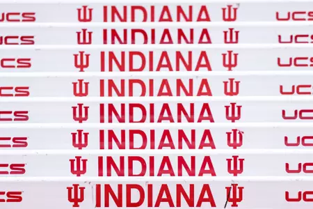 BLOOMINGTON, IN - December 12, 2025 - Hurdles during the Early Bird meet at Harry Gladstein Fieldhouse in Bloomington, IN. Photo By Emma Pearce/Indiana Athletics