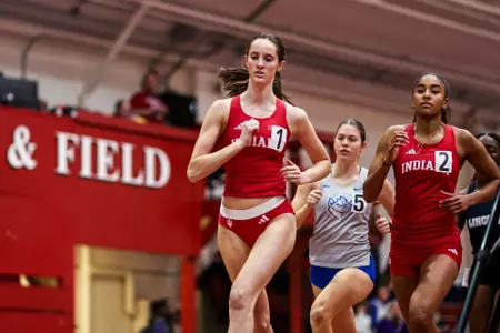 BLOOMINGTON, IN - December 12, 2025 - Elle Knepp of the Indiana Hoosiers during the Early Bird meet at Harry Gladstein Fieldhouse in Bloomington, IN. Photo By Spencer Meyer/Indiana Athletics