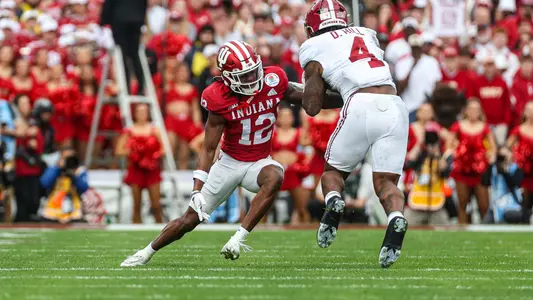 PASADENA, CA - January 1, 2026 - defensive back Devan Boykin #12 of the Indiana Hoosiers during the Rose Bowl Game against the Alabama Crimson Tide and the Indiana Hoosiers at the Rose Bowl Stadium in Pasadena, CA. Photo By Dani Meersman/Indiana Athletics