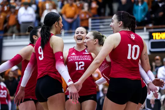 AUSTIN, TX- December 12, 2025 - middle blocker Madi Sell #1 of the Indiana Hoosiers during the game between the Indiana Hoosiers and the Texas Longhorns at the University of Texas in Austin, TX. Photo by Grace Urbanski/Indiana Athletics