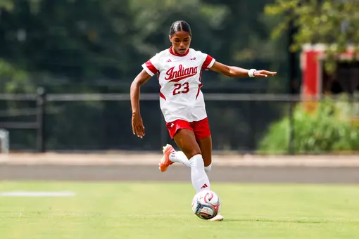 BLOOMINGTON, IN - September 13, 2026 - forward Amaya Falzarano #23 of the Indiana Hoosiers during the game between the Ohio State Buckeyes and the Indiana Hoosiers at Bill Armstrong Stadium in Bloomington, IN. Photo By Easton Zelinsky / Indiana Athletics