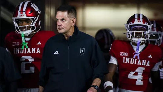 BLOOMINGTON, IN - September 25, 2026 - Indiana Hoosiers Head Coach Curt Cignetti before the game between the Northwestern Wildcats and the Indiana Hoosiers at Merchants Bank Field at Memorial Stadium in Bloomington, IN. Photo By Easton Zelinsky / Indiana Athletics