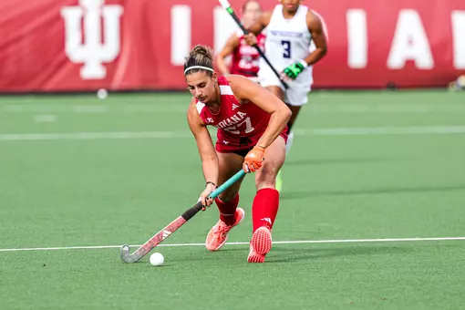 BLOOMINGTON, IN - October 16, 2026 - forward/midfielder Theresa Ricci #27 of the Indiana Hoosiers during the game between Northwestern and the Indiana Hoosiers at Deborah Tobias Field in Bloomington, IN. Photo By Sophia Kaplan/ Indiana Athletics