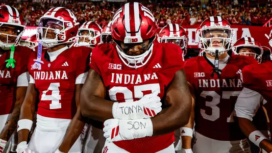 BLOOMINGTON, IN - September 25, 2026 - defensive lineman Tyrique Tucker #95 of the Indiana Hoosiers before the game between the Northwestern Wildcats and the Indiana Hoosiers at Merchants Bank Field at Memorial Stadium in Bloomington, IN. Photo By Easton Zelinsky / Indiana Athletics
