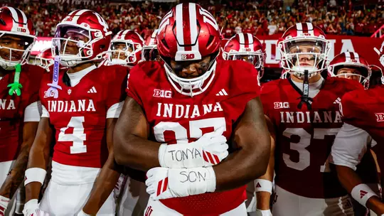 BLOOMINGTON, IN - September 25, 2026 - defensive lineman Tyrique Tucker #95 of the Indiana Hoosiers before the game between the Northwestern Wildcats and the Indiana Hoosiers at Merchants Bank Field at Memorial Stadium in Bloomington, IN. Photo By Easton Zelinsky / Indiana Athletics