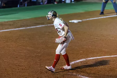 KNOXVILLE, TN - May 16, 2026 - pitcher Ella Troutt #77 of the Indiana Hoosiers during the game between the Virginia Cavaliers and the Indiana Hoosiers at Sherri Parker Lee Stadium in Knoxville, TN. Photo By Mason Munn/Indiana Athletics