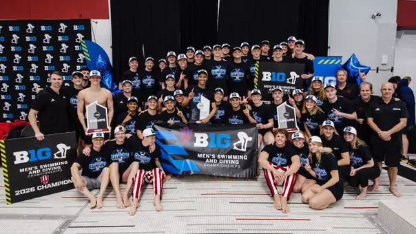 MADISON, WI - February 28, 2026 - during the B1G finals at Soderholm Family Aquatic Center in Madison, WI. Photo By Luke Miller/Indiana Athletics