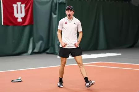 Aidan Atwood of the Indiana Hoosiers during the meet between the USC Trojans and the Indiana Hoosiers at IU Tennis Center in Bloomington, IN.