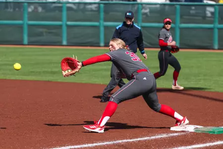 BLOOMINGTON, IN - March 14, 2026 - catcher/infielder #30 Josie Bird of the Indiana Hoosiers during the game between the Rutgers Scarlet Knights and the Indiana Hoosiers at Andy Mohr Field in Bloomington, IN. Photo By Spencer Meyer/Indiana Athletics