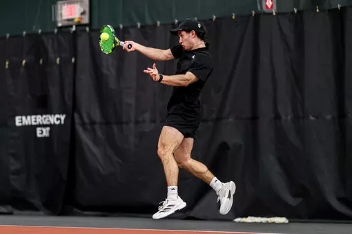 Braeden Gelletich during the meet between the UCLA Brins and the Indiana Hoosiers at IU Tennis Center in Bloomington, IN.