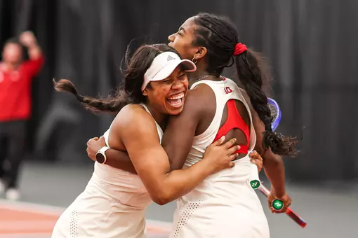 BLOOMINGTON, IN - March 15, 2026 - Ameia Sorey of the Indiana Hoosiers during the meet between the Minnesota Golden Gophers and the Indiana Hoosiers at IU Tennis Center in Bloomington, IN. Photo By Spencer Meyer/Indiana Athletics